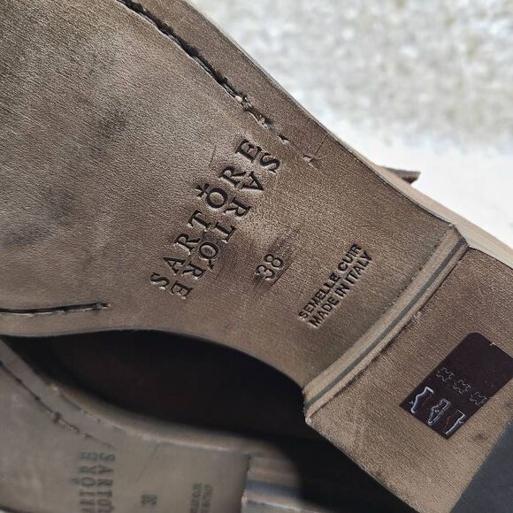 Sartore Paris Distressed Leather Double Buckle Ankle Boots sz 38 - Picture 8 of 8